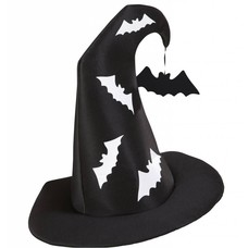 Halloweenaccessoires heksenhoed met vleermuizen