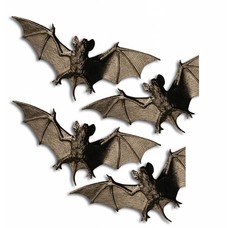 Halloweenaccessoires: Vleermuizen 4 stuks 11 cm