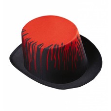 Halloweenaccessoires hoge hoed zwart met bloed