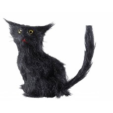 Halloweenaccessoires zwarte kat 12cm
