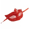 Rode oogmasker met pailletten en tule