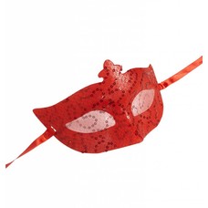 Halloweenaccessoires rood oogmasker met pailletten en tule