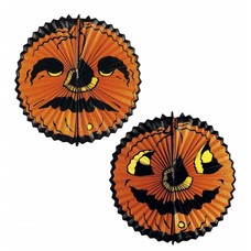 Halloweenaccessoires pompoen lampionsdubbel gezicht 40cm doorsnee