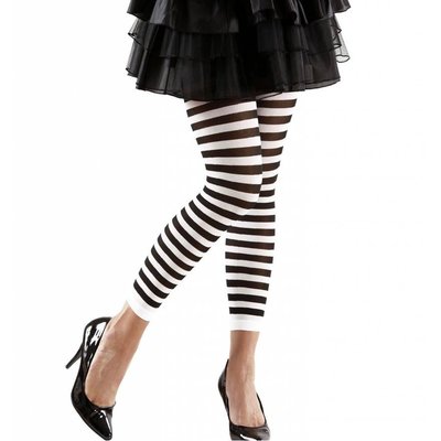 Halloweenaccessoires leggings zwart/wit gestreept