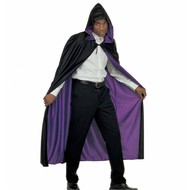 Halloweenaccessoires luxe zwart/paarse 2-zijdige cape