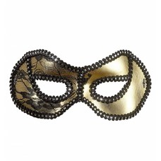 Halloweenaccessoires oogmasker zwart/goud met kant op ogen