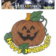 Halloweenaccessoires: Raamsticker Pompoen (25 cm)