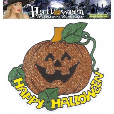 Raamsticker met grote pompoen voor Halloween