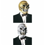 Halloweenaccessoires masker schedel in goud of zilver