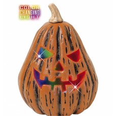 Halloweenaccessoires pompoen peervorm met veranderend licht 17x23cm