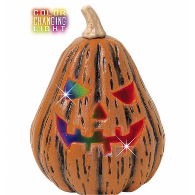 Halloweenaccessoires pompoen peervorm veranderend licht 17x23cm