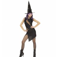 Halloweenkleding zwarte jurk voor heks of rocker