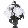 Halloweenaccessoires vaas met 6 witte rozen met verlichting