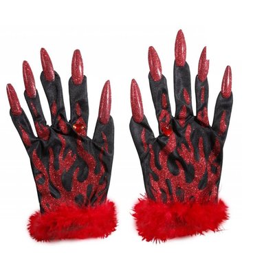 Gevlamde duivel handschoenen voor Halloween