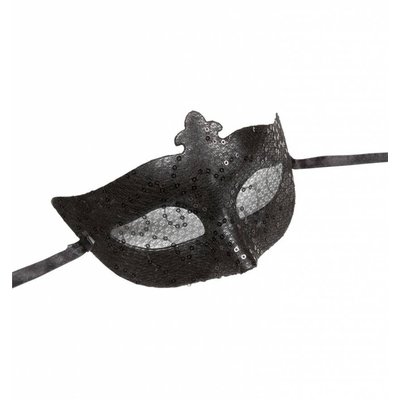 Halloweenaccessoires oogmasker zwart met pailletten en tule