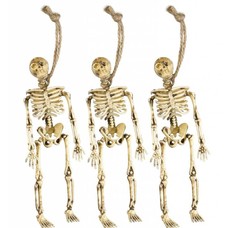 Halloweenaccessoires: 3 Skeletten opgehangen 15 cm