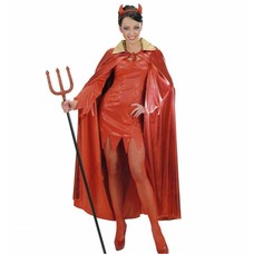 Halloweenaccessoires metalic rode cape met gouden kraag