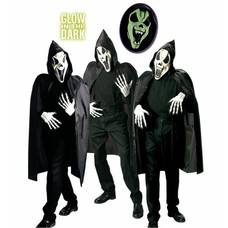Halloweenmasker: Geesten maskers met cape en kraag (glow in the dark)