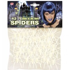 Halloweenaccessoires: Zakje met 40 lichtgevende spinnen