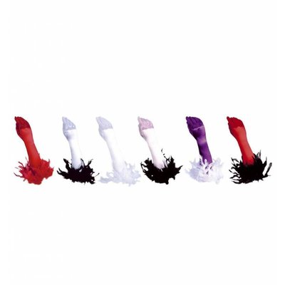 Halloweenaccessoires handschoenen satijn met veren zwart of wit en andere kleuren