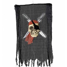 Halloweenartikelen banner piratenschedel met zwaard