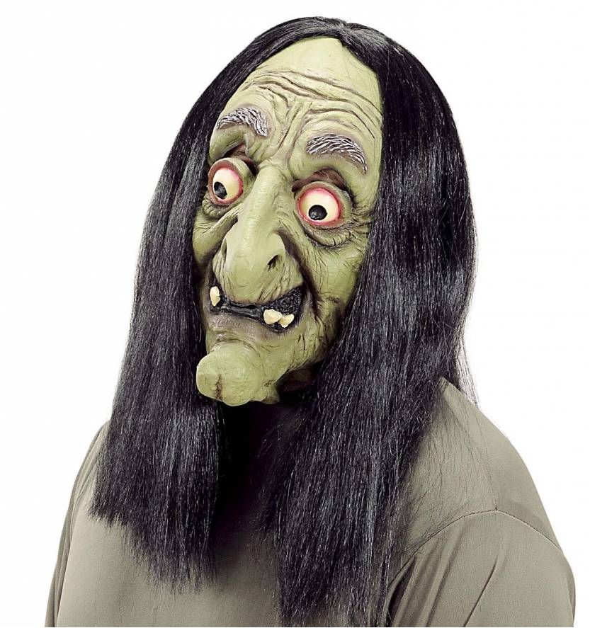 mosterd licht Nodig uit Enge heksen maskers met pruik voor Halloween