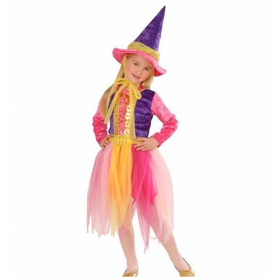 Halloweenkleding roze heksje voor kleuters