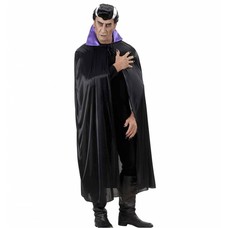 Halloweenaccessoires zwarte cape met paarse kraag