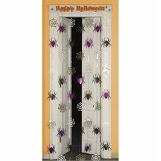 Halloweenaccessoires deurversiering spinneweb met spinnen