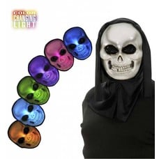 Halloweenaccessoires masker schedel meerkleurig lichtgevend ledjes