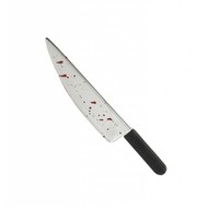 Halloweenartikel mes met bloed 48cm