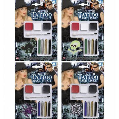 Halloweenaccessoires glitter tattoo make-up kit