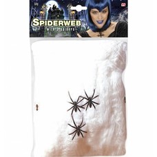 Halloweenaccessoires spinnenweb 50 gram met 3 spinnen