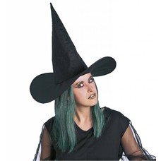 Halloweenaccessoires: Heksenhoed met groen haar