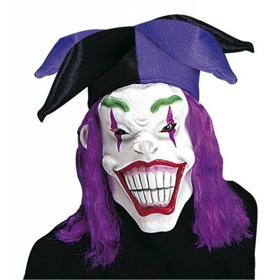 Halloweenaccessoires masker joker met haar en hoed