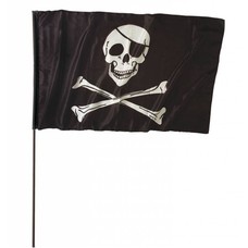 Halloweenaccessoires piratenvlag groot met stok