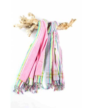 PURE Kenya kikoy strandlaken multi stripes pink