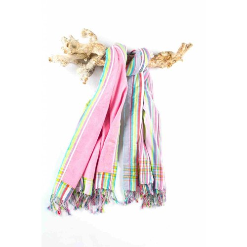 PURE Kenya kikoy strandlaken multi stripes pink PURE Kenya kikoy strandlaken multi stripes pink