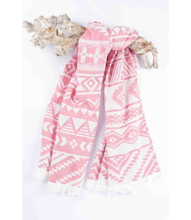 hamamdoek Aztec soft red 170x85cm