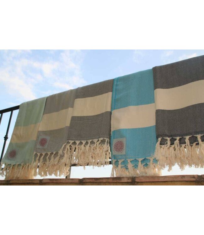 hamamdoek Herringbone magic mint 180x100