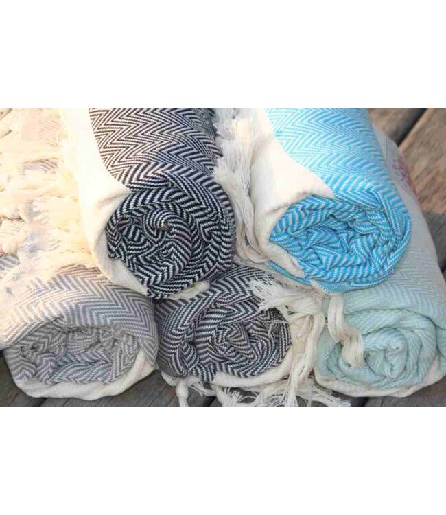 hamamdoek Herringbone dark navy 180x100