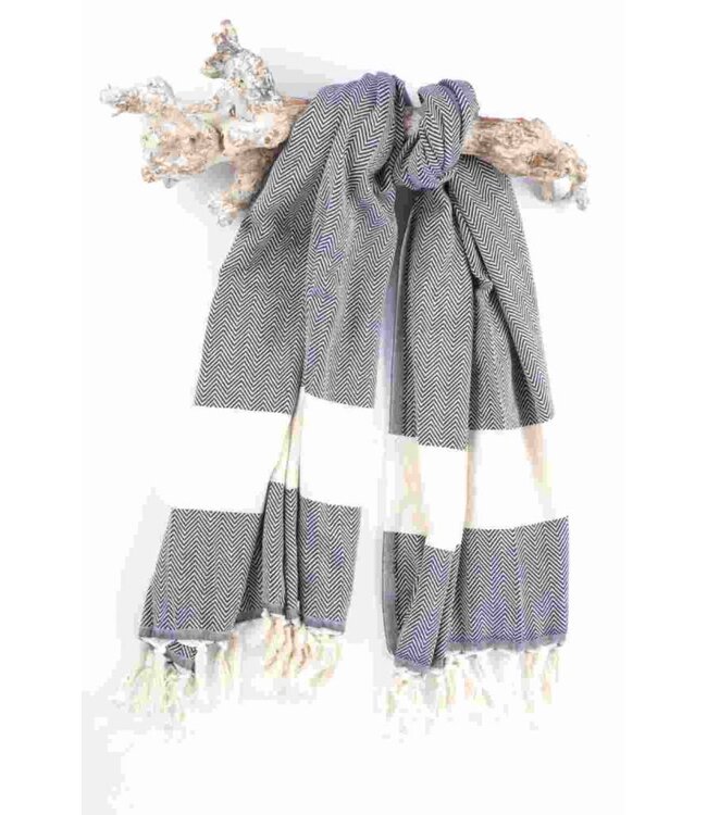 hamamdoek Herringbone dark navy 180x100