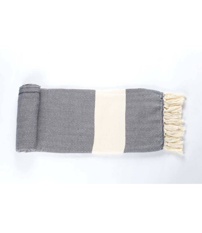 hamamdoek Herringbone dark navy 180x100