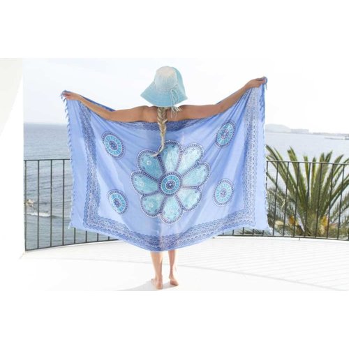 Call it Fouta! Pareo Flower blue turquoise blue