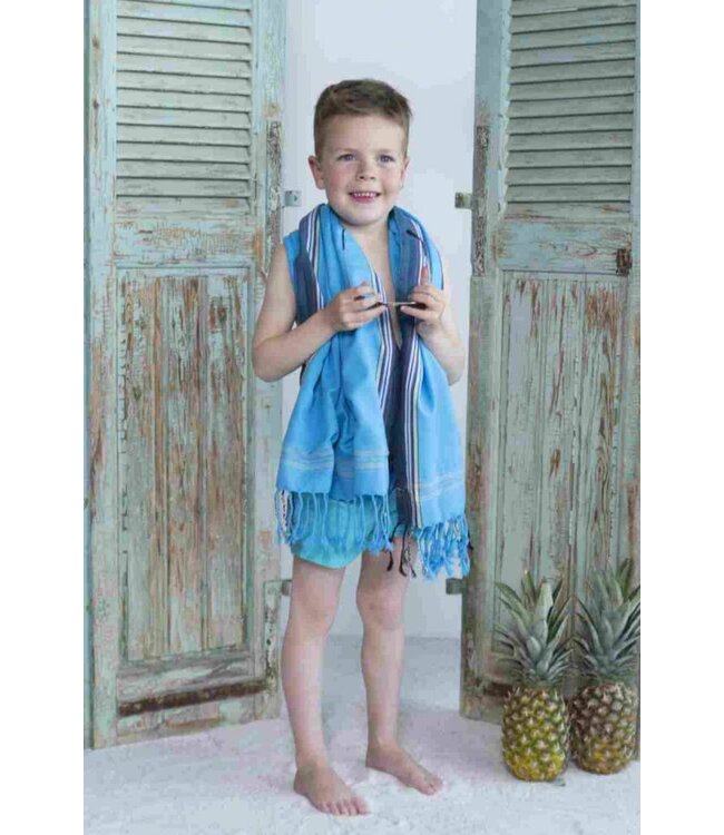 kikoy kinder strandlaken blue jeans 125x65cm