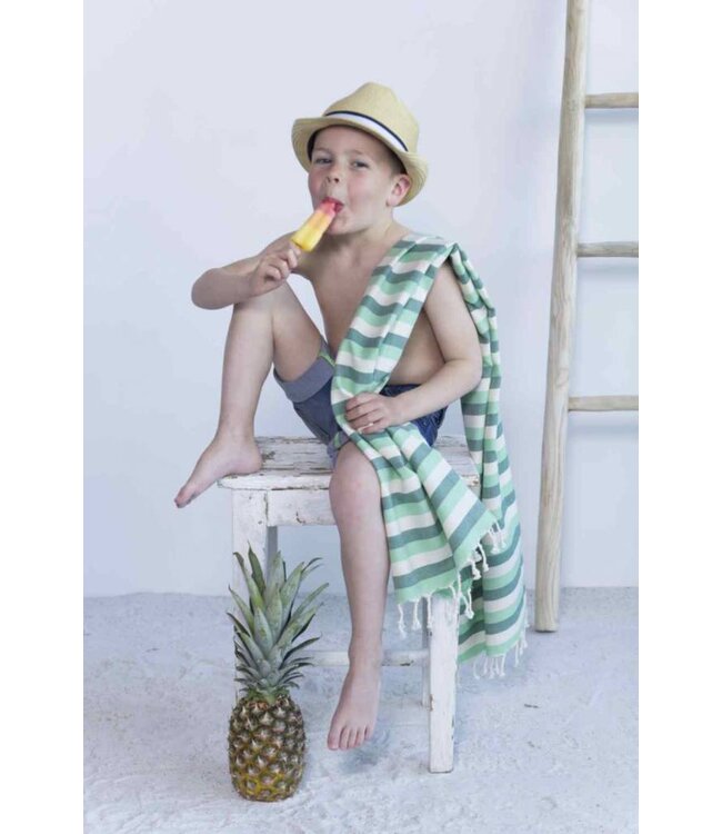 Call it Fouta! kids hamamdoek multi light green 140x70cm