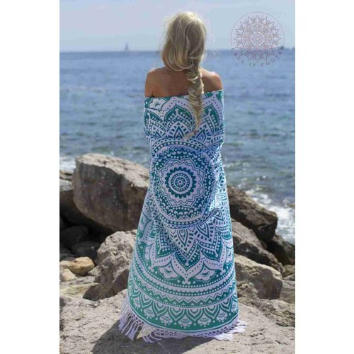 Call it Fouta! Roundie Gypsy Spring green turquoise fringes Call it Fouta! Roundie Gypsy Spring green turquoise fringes
