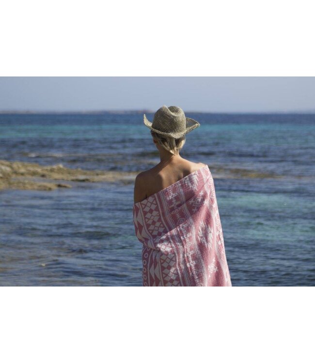 hamamdoek Aztec soft red 170x85cm