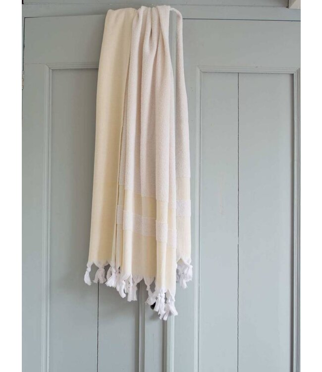 hamamdoek met badstof geel 170x95cm