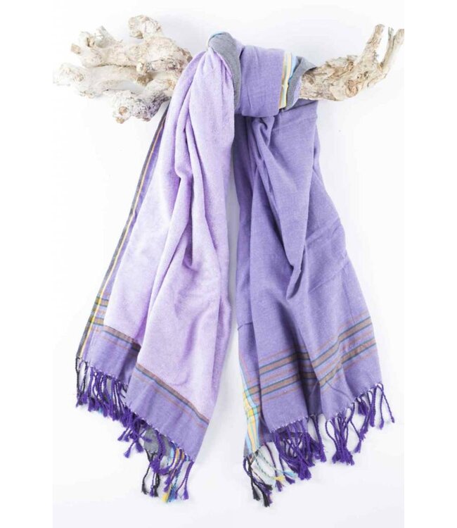 kikoy strandlaken stone washed lila 170x95cm